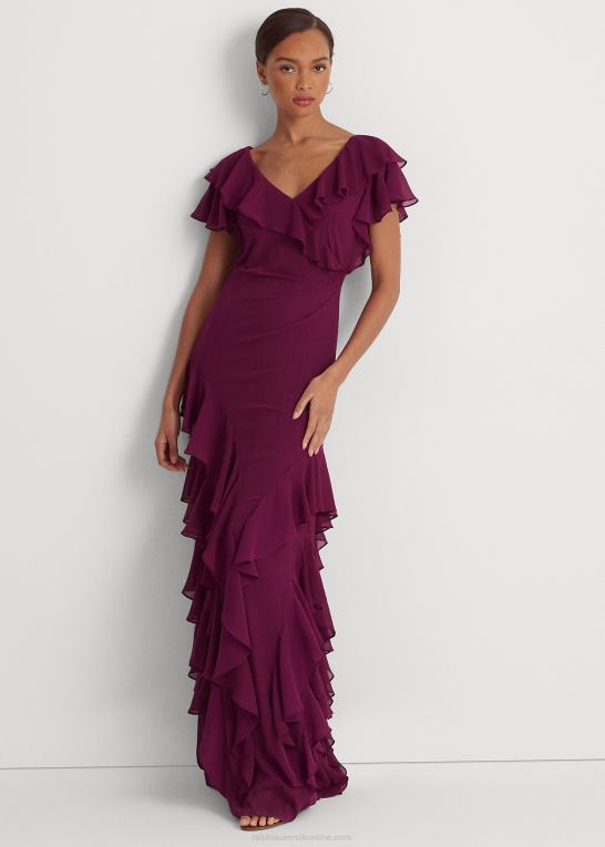 blomme caspia Kvinder Ralph Lauren georgette-kjole med flæsekant Z426B4308