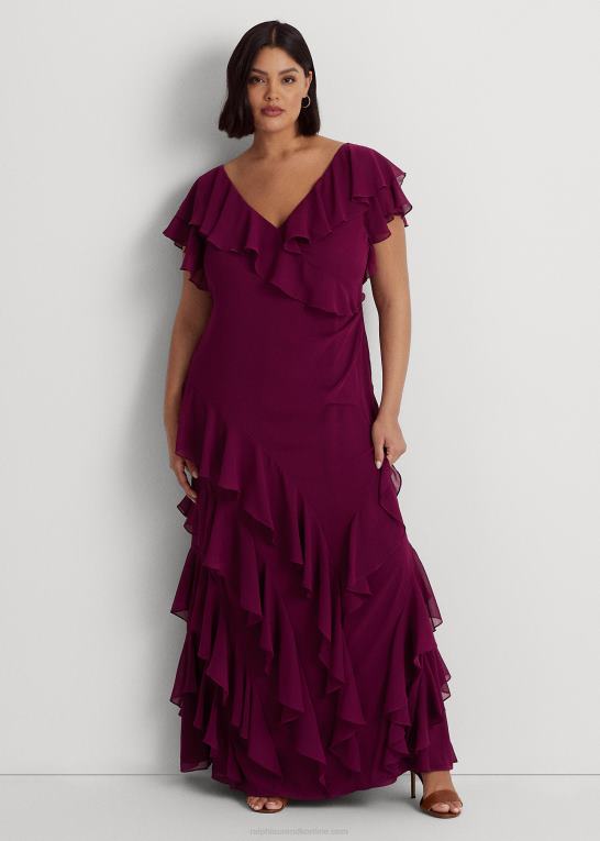 blomme caspia Kvinder Ralph Lauren georgette-kjole med flæsekant Z426B4519