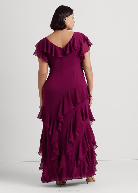 blomme caspia Kvinder Ralph Lauren georgette-kjole med flæsekant Z426B4519