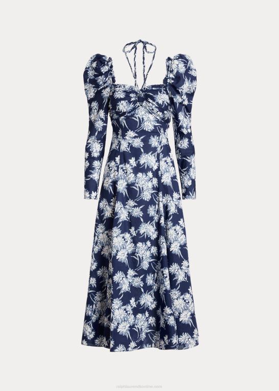 blomsterskitse print Kvinder Ralph Lauren blomstret bomuldskjole med bindebånd Z426B3083