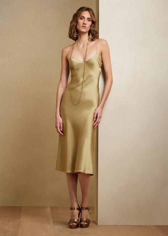 bronze Kvinder Ralph Lauren kort evelyn satin cocktailkjole Z426B9284