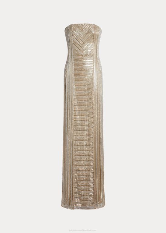champagne Kvinder Ralph Lauren collingwood udsmykket aftenkjole Z426B3562