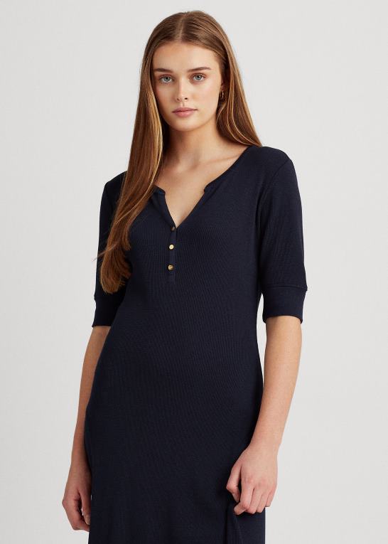 flåde Kvinder Ralph Lauren kjole i bomuld, pasform og flare Z426B4237