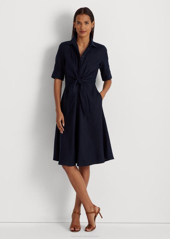 flåde Kvinder Ralph Lauren linned skjortekjole Z426B4075