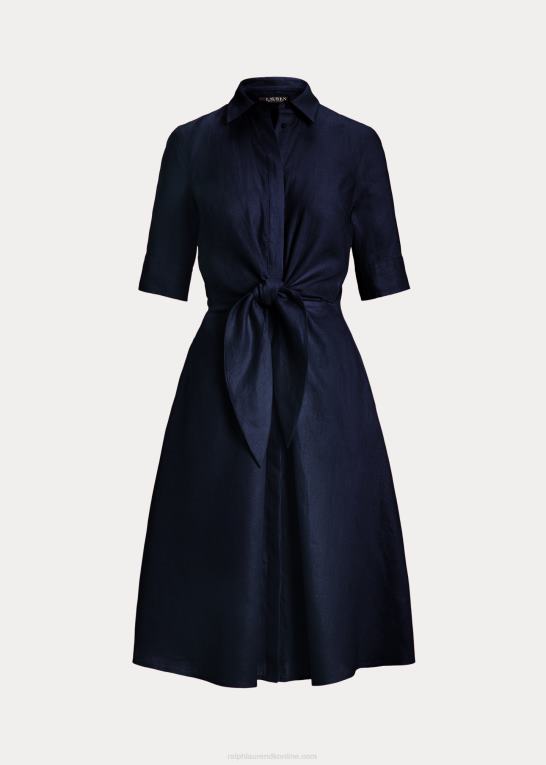 flåde Kvinder Ralph Lauren linned skjortekjole Z426B4075
