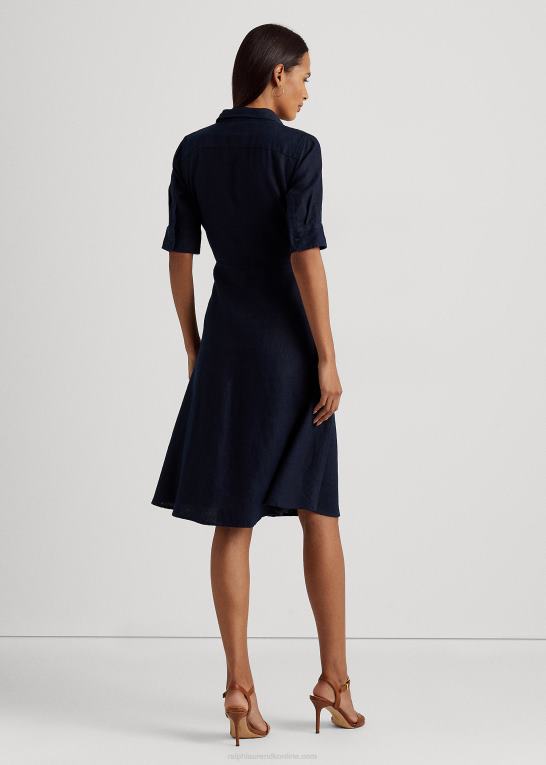 flåde Kvinder Ralph Lauren linned skjortekjole Z426B4075