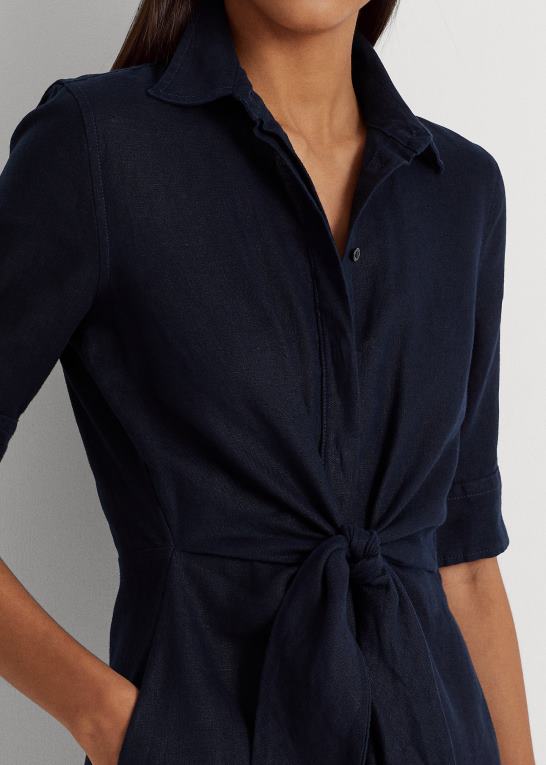 flåde Kvinder Ralph Lauren linned skjortekjole Z426B4075
