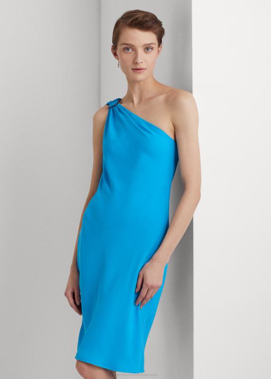 flammende hav Kvinder Ralph Lauren georgette en-skulder cocktailkjole Z426B3899
