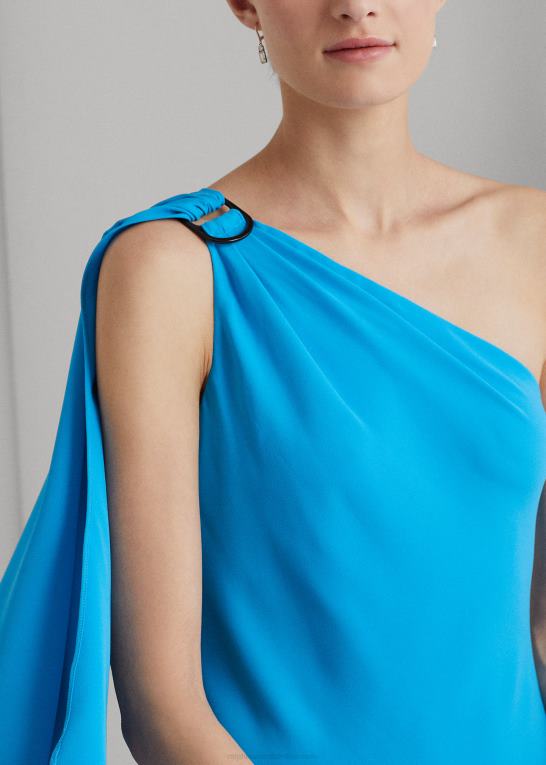 flammende hav Kvinder Ralph Lauren georgette en-skulder cocktailkjole Z426B3899