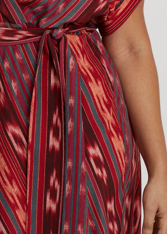 fuchsia/orange/multi Kvinder Ralph Lauren geo-stribet crepe kjole med bælte Z426B4512