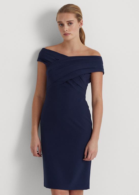 fyrtårns flåde Kvinder Ralph Lauren crepe off-the-shoulder cocktailkjole Z426B3802