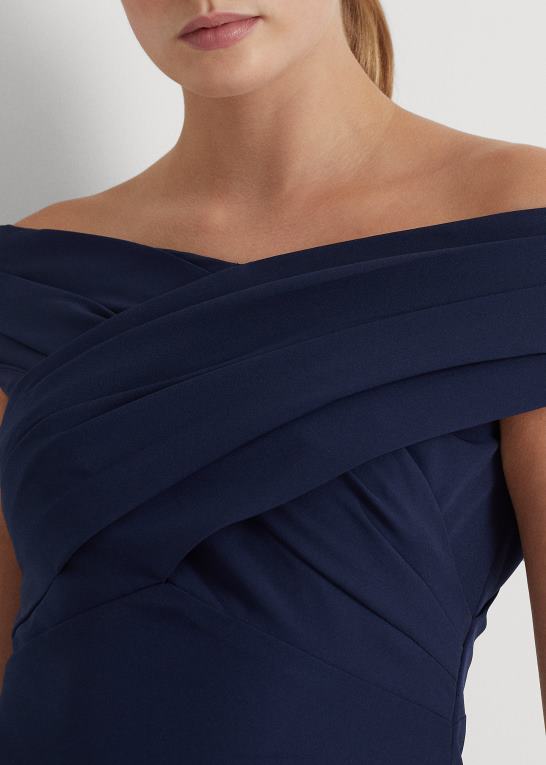 fyrtårns flåde Kvinder Ralph Lauren crepe off-the-shoulder cocktailkjole Z426B3802
