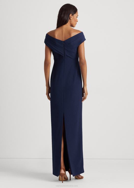 fyrtårns flåde Kvinder Ralph Lauren crepe off-the-skulder kjole Z426B3811
