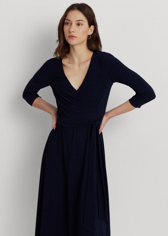 fyrtårns flåde Kvinder Ralph Lauren surplice jersey kjole Z426B9151