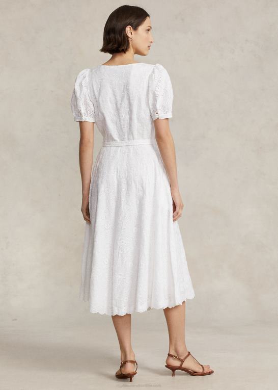 hvid Kvinder Ralph Lauren eyelet-broderet kjole i hør Z426B2991