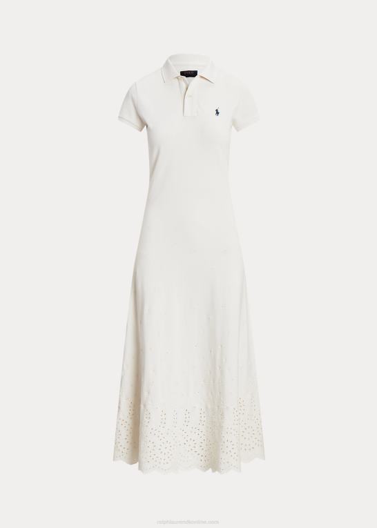 hvid Kvinder Ralph Lauren eyelet stretch bomulds mesh polo kjole Z426B2993