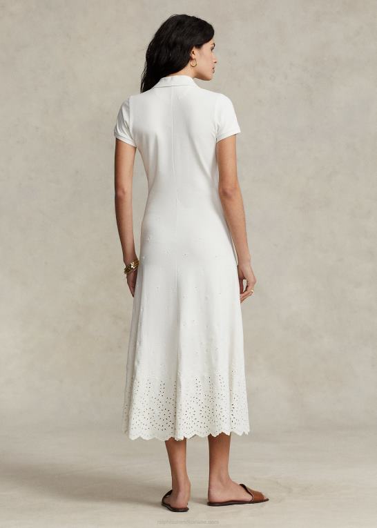 hvid Kvinder Ralph Lauren eyelet stretch bomulds mesh polo kjole Z426B2993