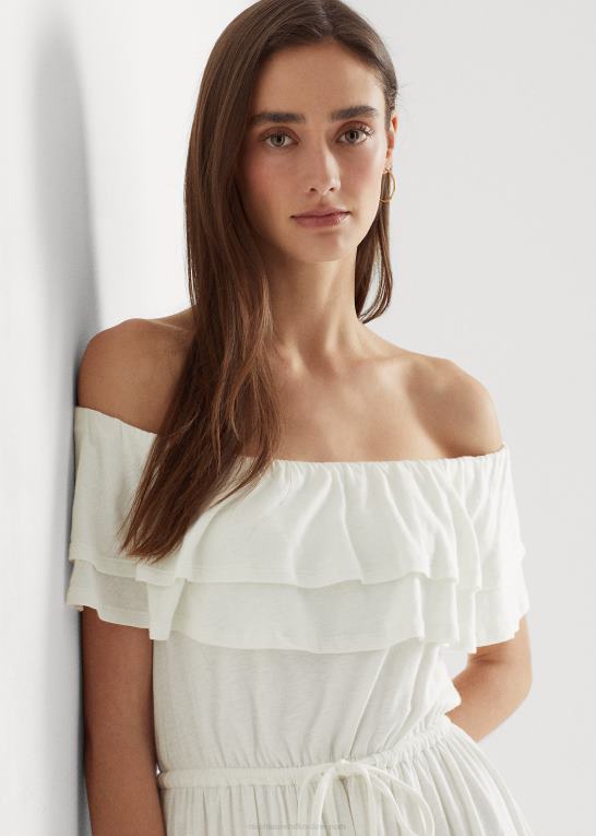 hvid Kvinder Ralph Lauren jersey off-the-shoulder kjole Z426B3905