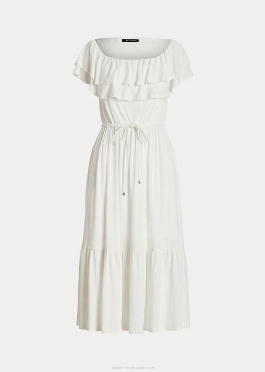 hvid Kvinder Ralph Lauren jersey off-the-shoulder kjole Z426B4352