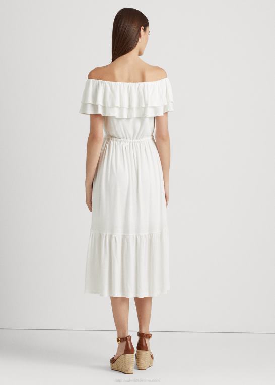 hvid Kvinder Ralph Lauren jersey off-the-shoulder kjole Z426B4352