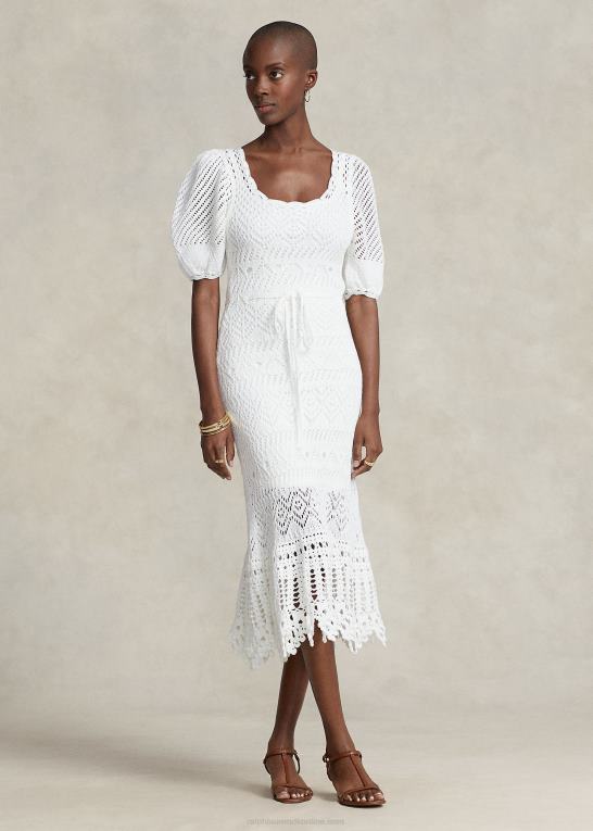 hvid Kvinder Ralph Lauren pointelle-strikket bomuldskjole Z426B3073