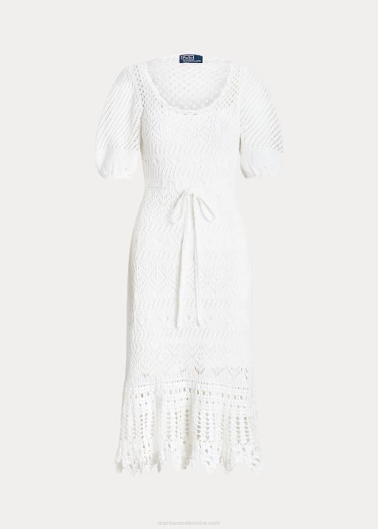 hvid Kvinder Ralph Lauren pointelle-strikket bomuldskjole Z426B3073