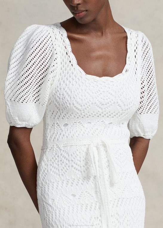 hvid Kvinder Ralph Lauren pointelle-strikket bomuldskjole Z426B3073