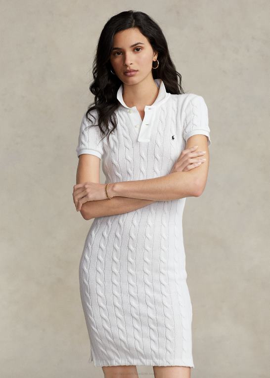 hvid Kvinder Ralph Lauren skinny fit kabel-bomulds polokjole Z426B2953