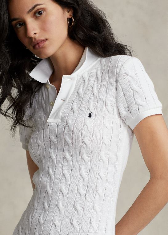 hvid Kvinder Ralph Lauren skinny fit kabel-bomulds polokjole Z426B2953