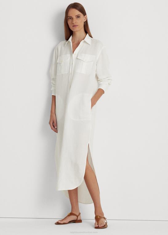 hvid Kvinder Ralph Lauren skjortekjole i hørblanding Z426B4360