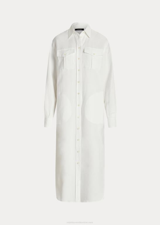 hvid Kvinder Ralph Lauren skjortekjole i hørblanding Z426B4360