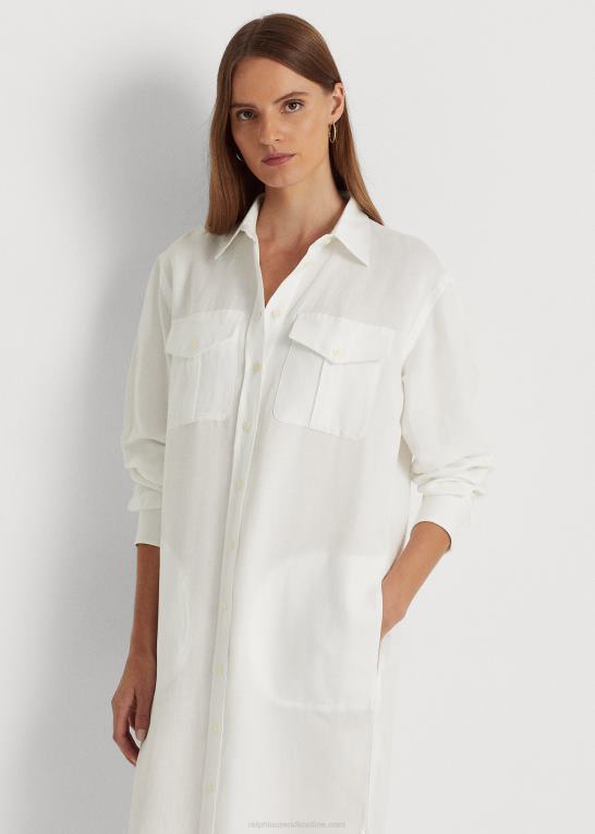 hvid Kvinder Ralph Lauren skjortekjole i hørblanding Z426B4360