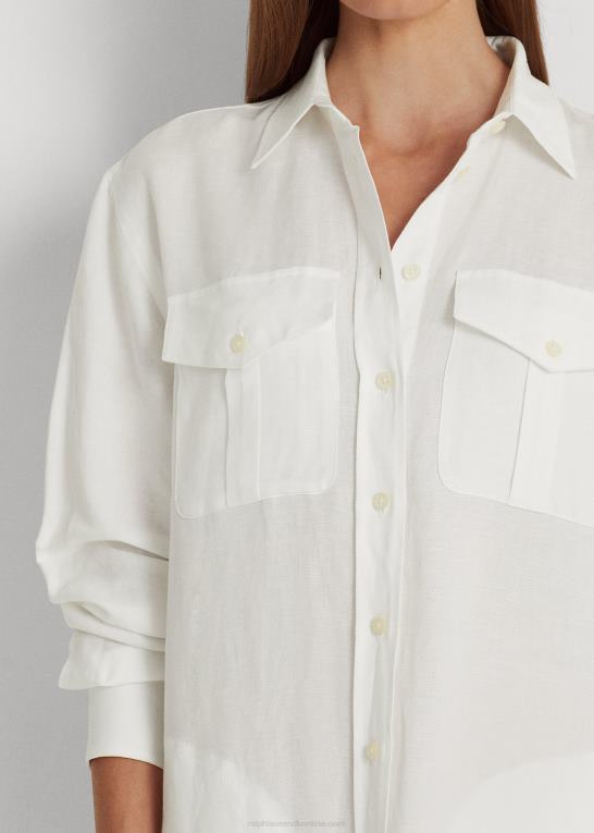 hvid Kvinder Ralph Lauren skjortekjole i hørblanding Z426B4360