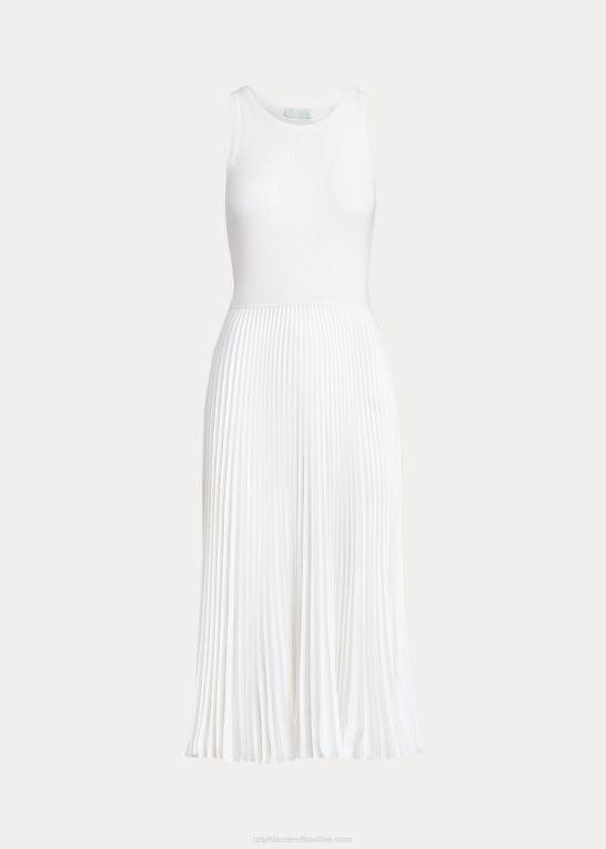 hvid Kvinder Ralph Lauren spelman-kollektionen plisseret kjole Z426B3313