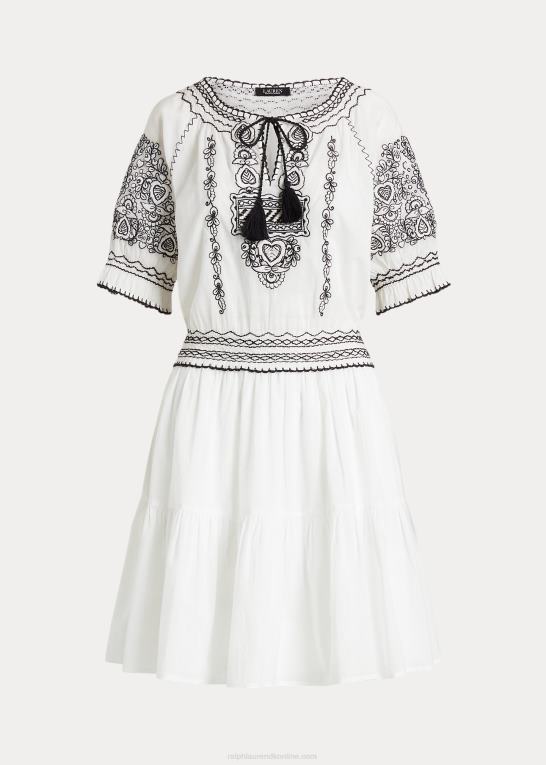 hvid sort Kvinder Ralph Lauren broderet voile kjole i bomuld Z426B3890