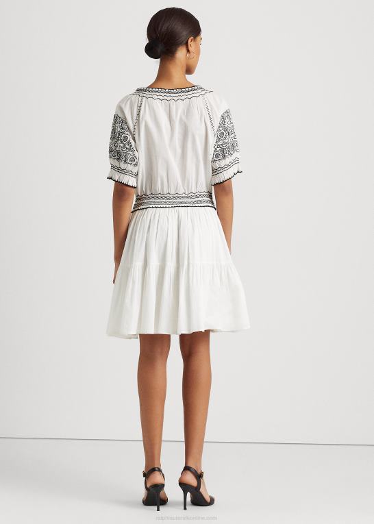 hvid sort Kvinder Ralph Lauren broderet voile kjole i bomuld Z426B3890
