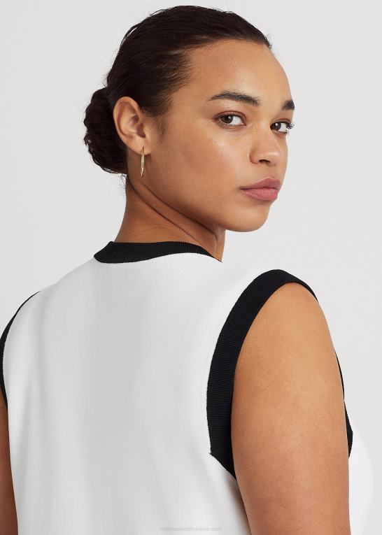 hvid sort Kvinder Ralph Lauren tofarvet ærmeløs sweaterkjole Z426B4571