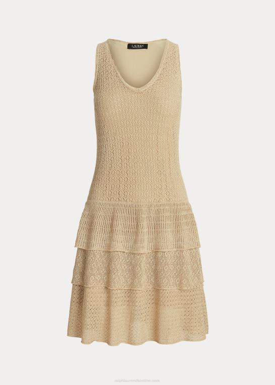 klitbrun Kvinder Ralph Lauren pointelle-strikket drop-talje kjole Z426B9520