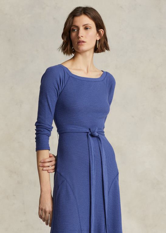 kongelig flåde Kvinder Ralph Lauren midikjole i bomuld med bådhals Z426B3122