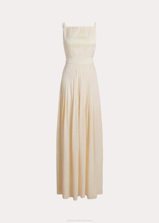 lux creme Kvinder Ralph Lauren talbert crepe-ryg-satin aftenkjole Z426B3543