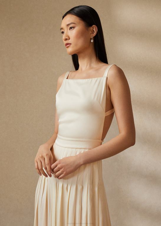 lux creme Kvinder Ralph Lauren talbert crepe-ryg-satin aftenkjole Z426B3543