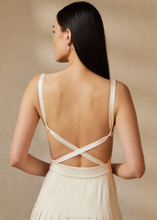 lux creme Kvinder Ralph Lauren talbert crepe-ryg-satin aftenkjole Z426B3543