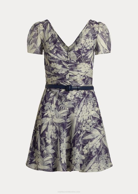 lux marine/hvid Kvinder Ralph Lauren blanchet blomstret chiffon dagskjole Z426B3514