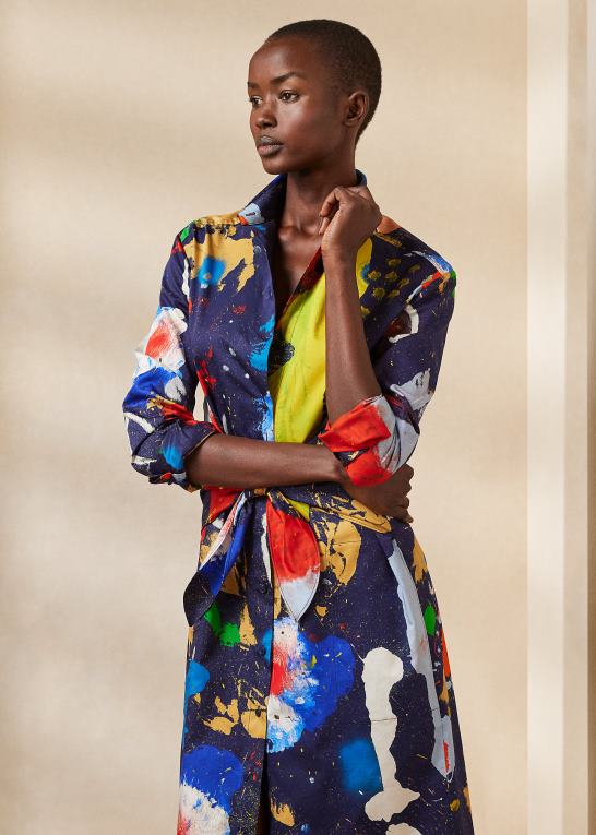lux marineblå multi Kvinder Ralph Lauren dagskjole i satin i bomuld med charley print Z426B3500
