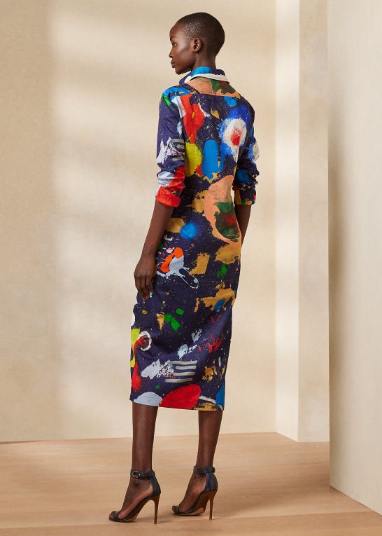 lux marineblå multi Kvinder Ralph Lauren dagskjole i satin i bomuld med charley print Z426B3500