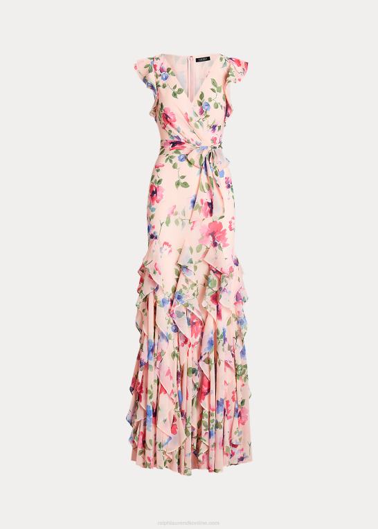 lyserød multi Kvinder Ralph Lauren blomstret georgette-kjole med flæsekant Z426B4406
