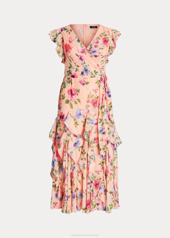 lyserød multi Kvinder Ralph Lauren blomstret georgette-kjole med flæsekant Z426B4699