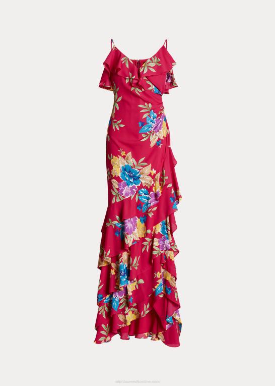 lyserød multi Kvinder Ralph Lauren blomstret georgette lagdelt kjole Z426B4367