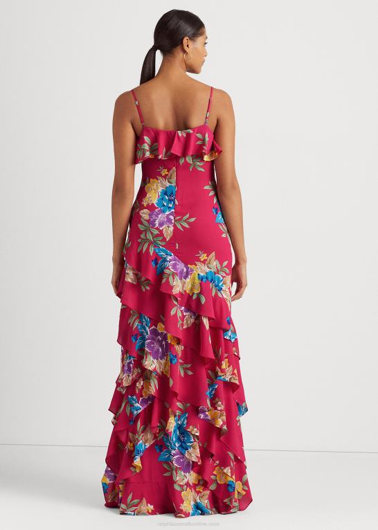 lyserød multi Kvinder Ralph Lauren blomstret georgette lagdelt kjole Z426B4367