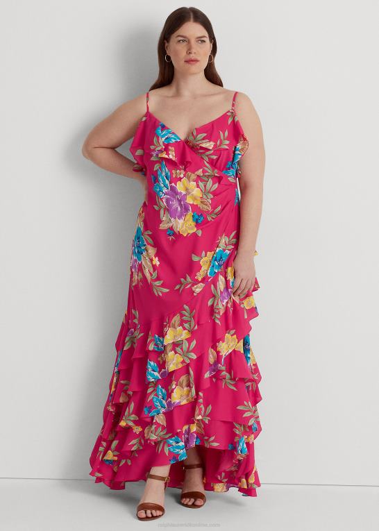 lyserød multi Kvinder Ralph Lauren blomstret georgette lagdelt kjole Z426B4574